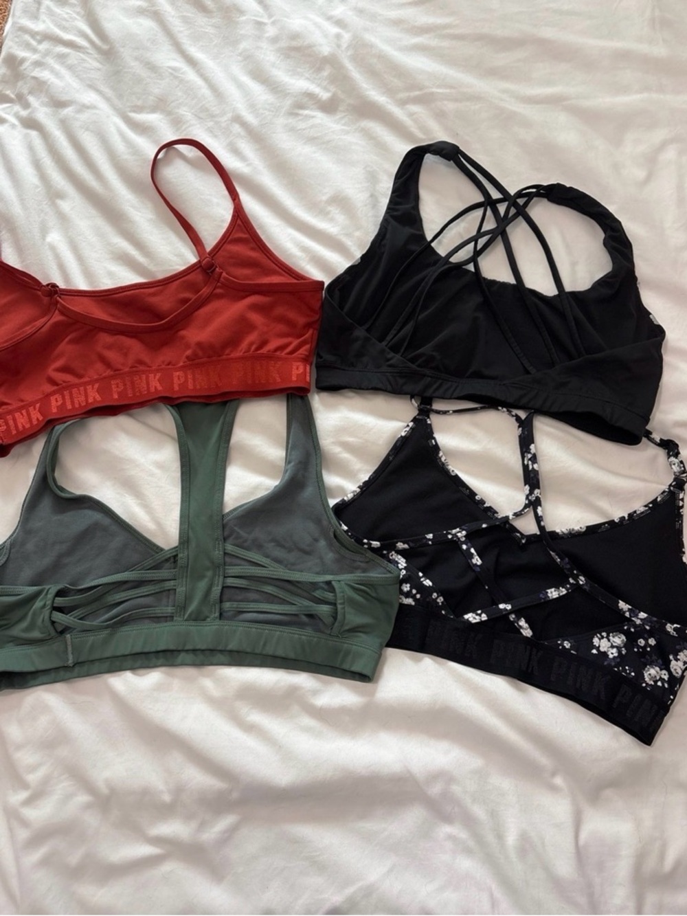 Victoria's Secret Sports Bra Bundle - Black, Olive Green, Rust Red, Black Floral - Picture 2 of 2